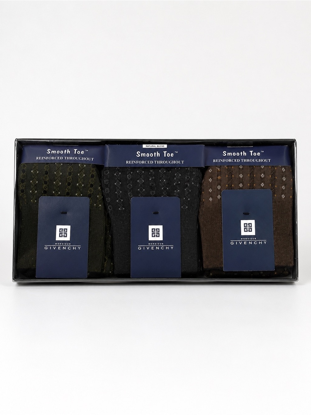 Vintage Monsieur Givenchy Men’s Dress Socks 3 Pair Boxed Set NWT